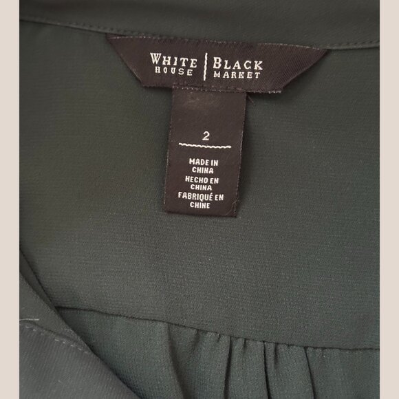 White House Black Market Forest Green Button Down Shirt Dress Size 2 - Picture 4 of 4